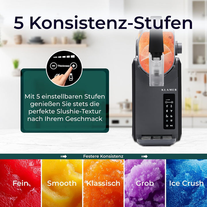 KLAMER Slush Maschine, mit 5 voreingestellten Programmen: Slushie, Cocktail, Milchshake, Frappé, Wei