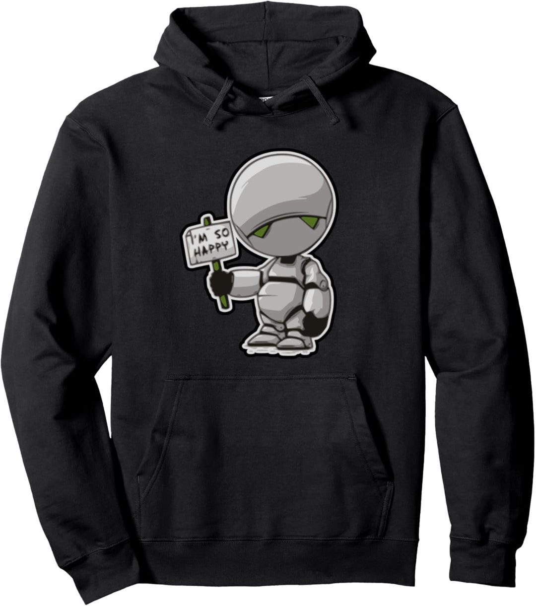I AM SO HAPPY - depressive robot Pullover Hoodie
