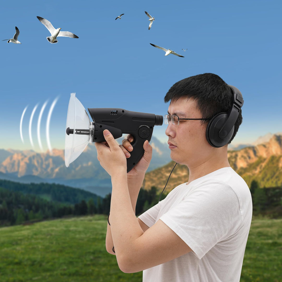 LENDISIY Richtmikrofon Parabolmikrofon Abhörgerät, Parabolmikrofon Vogelhöraufzeichnungsgerät mit Ko