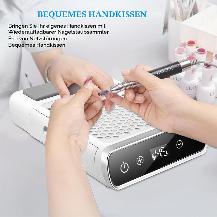 Nagelstaubsauger, 80W Kabellose Akku Staubabsaugung für Nägel, Wiederaufladbare Nagelstaub-Sammelmas