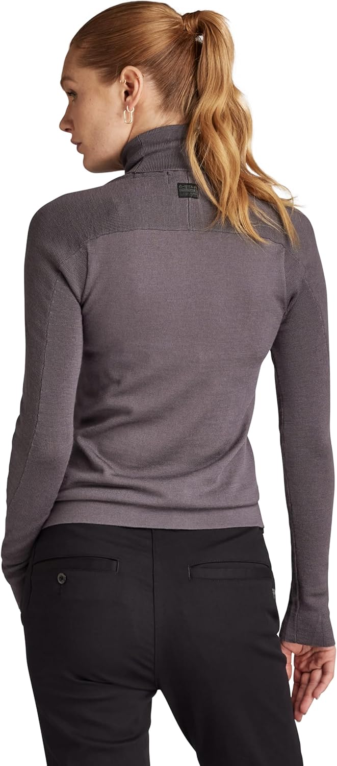 G-STAR RAW Damen Core Slim Turtle Knitted Pullover Knits XS Grau (Rabbit D23678-b692-g077), XS Grau