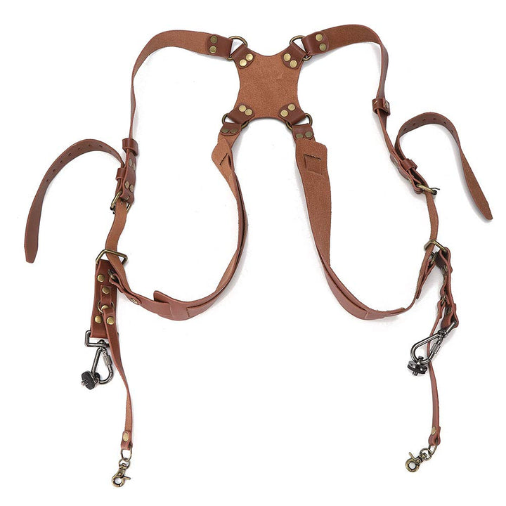 Haofy Kameragurt für 2 Kameras, Doppelter Schultergurt aus Leder, Fotozubehör für DSLR-Kameras(Schul
