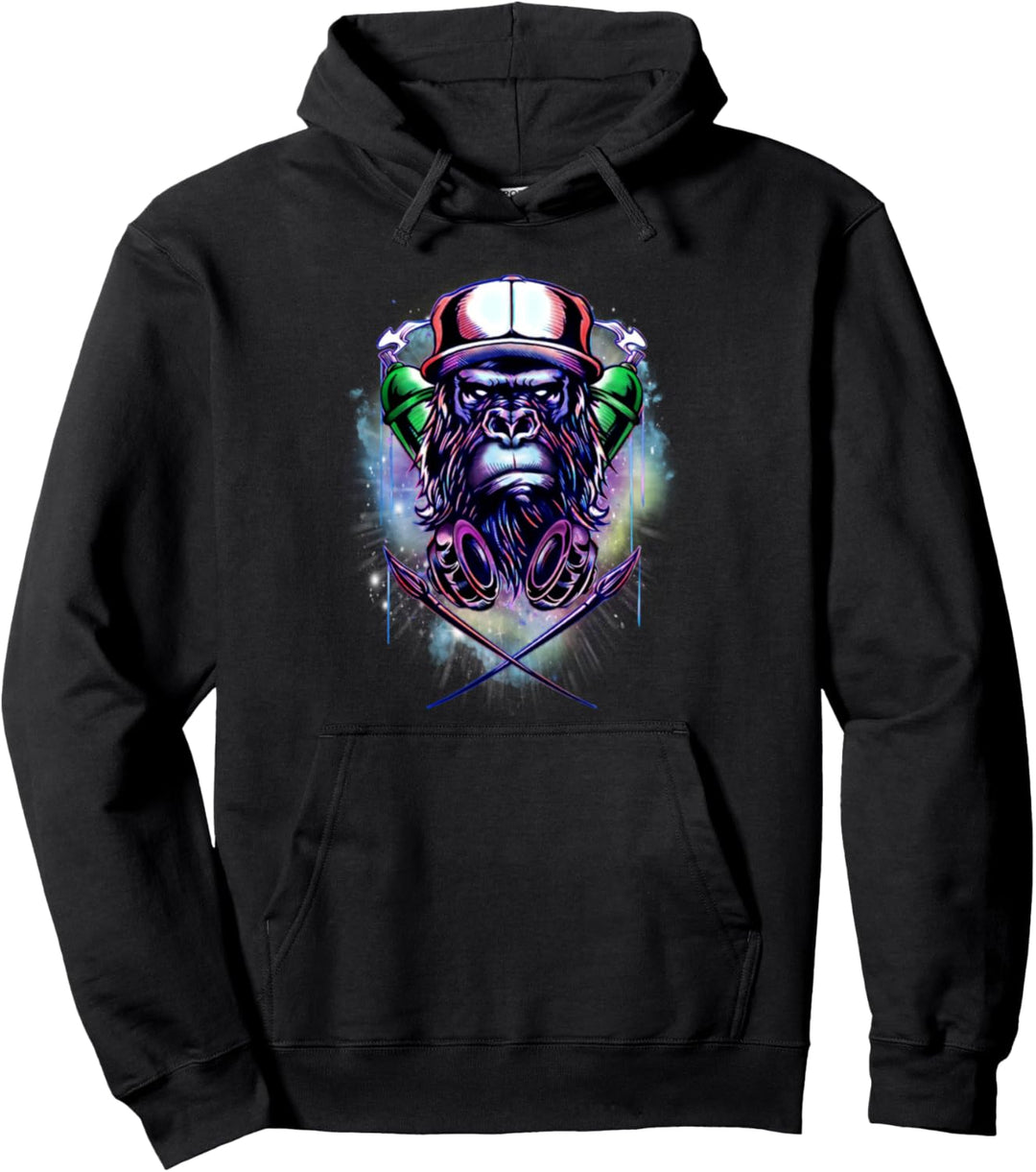 Graffiti Gorilla Street Art Bunt Nice Medium Gorilla Pullover Hoodie