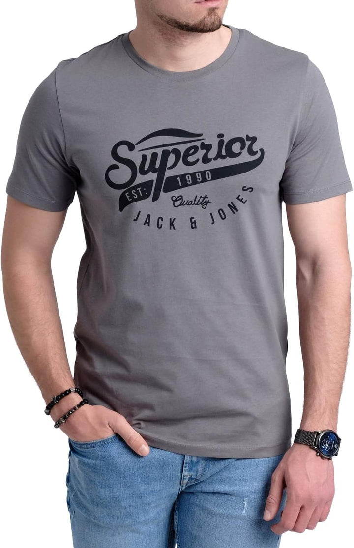 JACK & JONES Herren 5er-Set T-Shirts in verschiedenen Styles, Prints und Farben aus Baumwolle S Irin