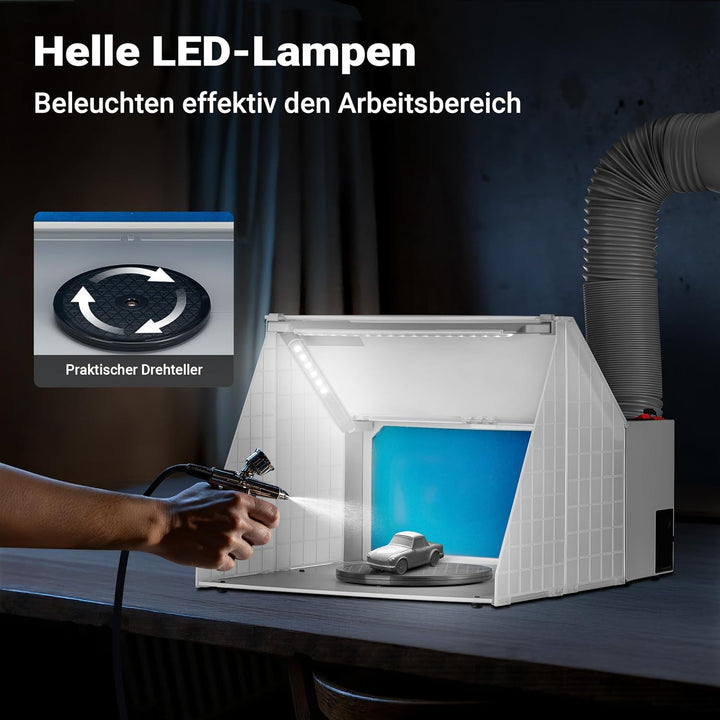 Airbrush Zubehör Absauganlage 4m³ / min Filter Farbnebel beleuchtet