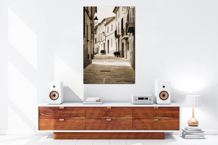 Fussweg in der Altstadt Format: 60x40 cm Effekt: Sepia als Leinwandbild, Motiv fertig gerahmt auf Ec