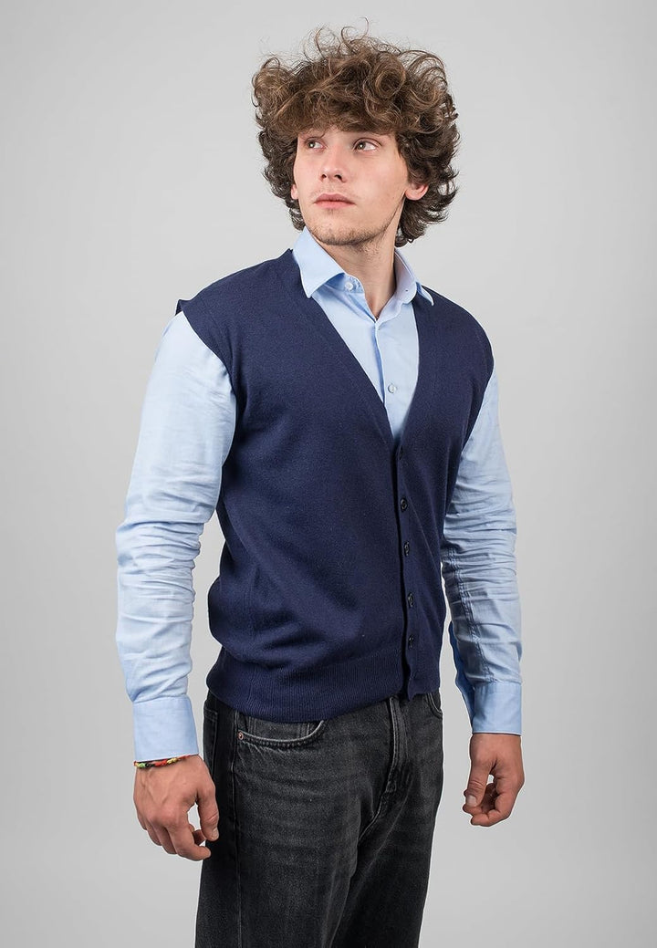 Dalle Piane Cashmere - Weste mit Knöpfen aus Kaschmirmischung, Made in Italy - Herren S Blau, S Blau