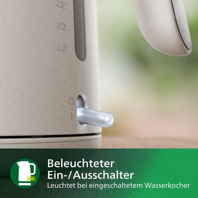 Philips HD9365/10 Conscious Collection Wasserkocher, biologischer, 100% recycelter Kunststoff, Nachh