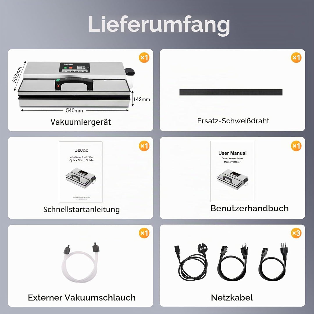 Wevac Vakuumiergerät für Lebensmittel, 95 kPa, 550 W, leistungsstark, Einhandbedienung, Vakuumierger