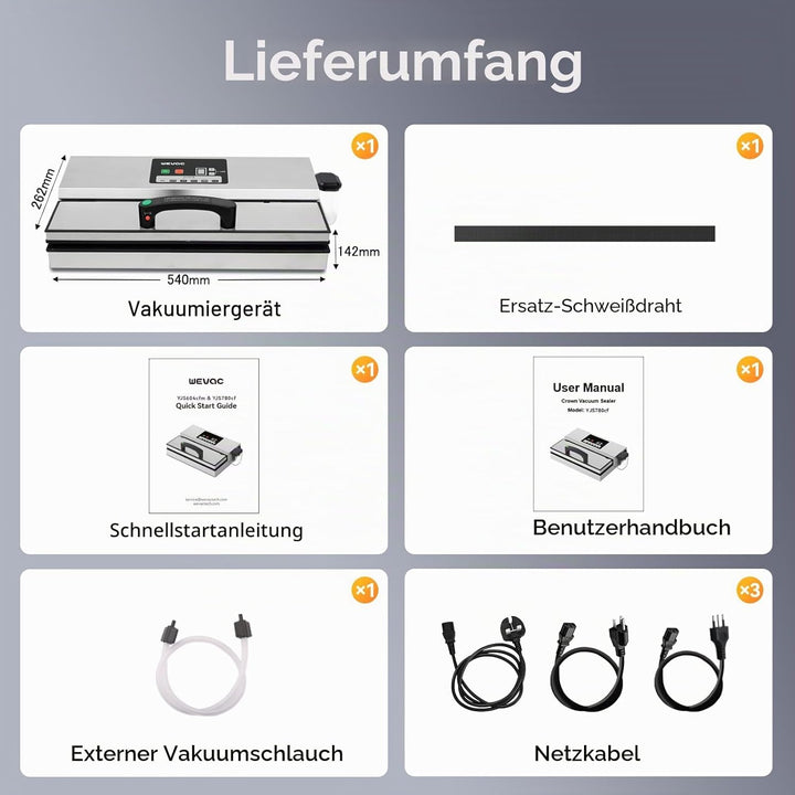 Wevac Vakuumiergerät für Lebensmittel, 95 kPa, 550 W, leistungsstark, Einhandbedienung, Vakuumierger
