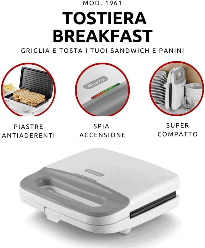 Ariete Breakfast 1961 Toaster, Elektrische Toasterplatte, Sandwichplatte, Feststehende Grillplatten