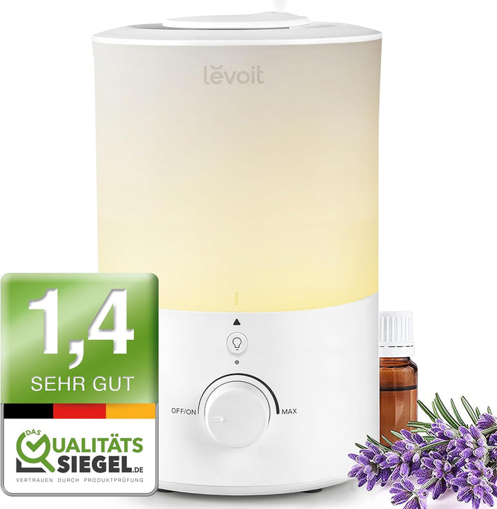LEVOIT Top-Fill Luftbefeuchter 3L mit Nachtlicht, 360°Drehbare Düse & Luftbefeuchter Ersatzfilter Fä