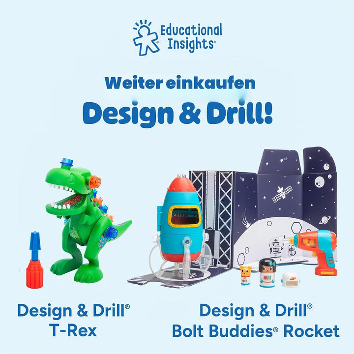 Learning Resources Design & Drill Baueimer, Mint-Spielzeug, 41-teilig, mit elektrischem Spielzeugboh