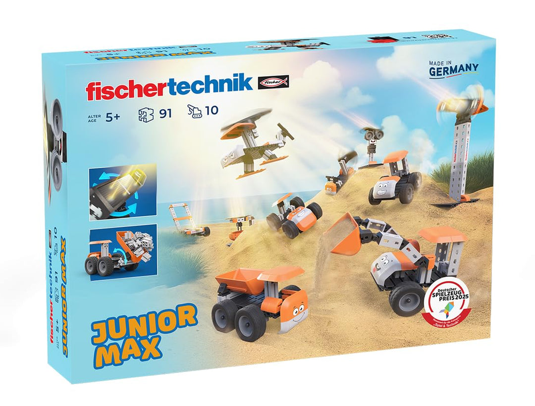 fischertechnik Junior Max Konstruktionsspielzeug ab 5 Jahren, 10 Modelle | Solar-Baukasten 576101 mi