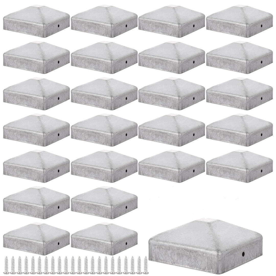 24 Stück Pfostenkappe 7x7, Einschlaghülse 70x70MM, Zaunpfosten Metall, Pyramiden Form Zaunpfosten Ka