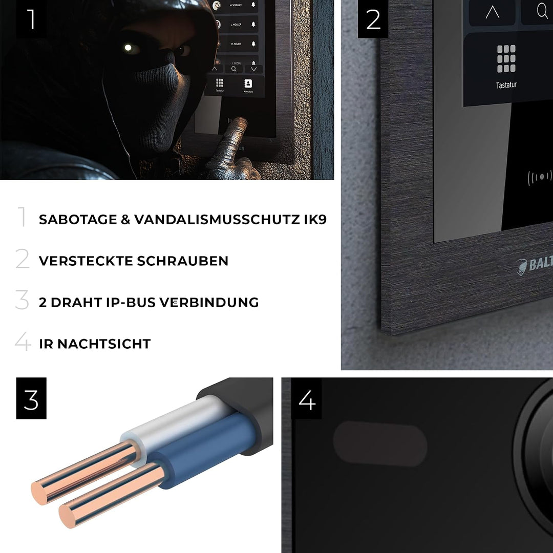 Balter EVO-HD Video Türsprechanlage mit Touchscreen Türstation, Video Türklingel, Smartphone App 7 Z