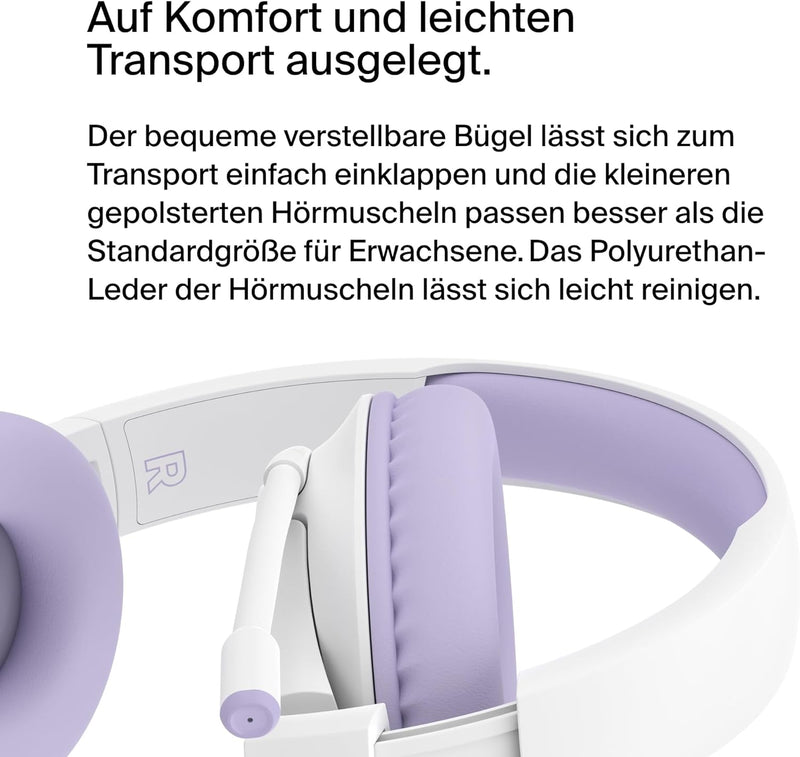 Belkin SoundForm Inspire kabelloser Over-Ear-Kopfhörer für Kinder, On-Ear-Kopfhörer für Mädchen und