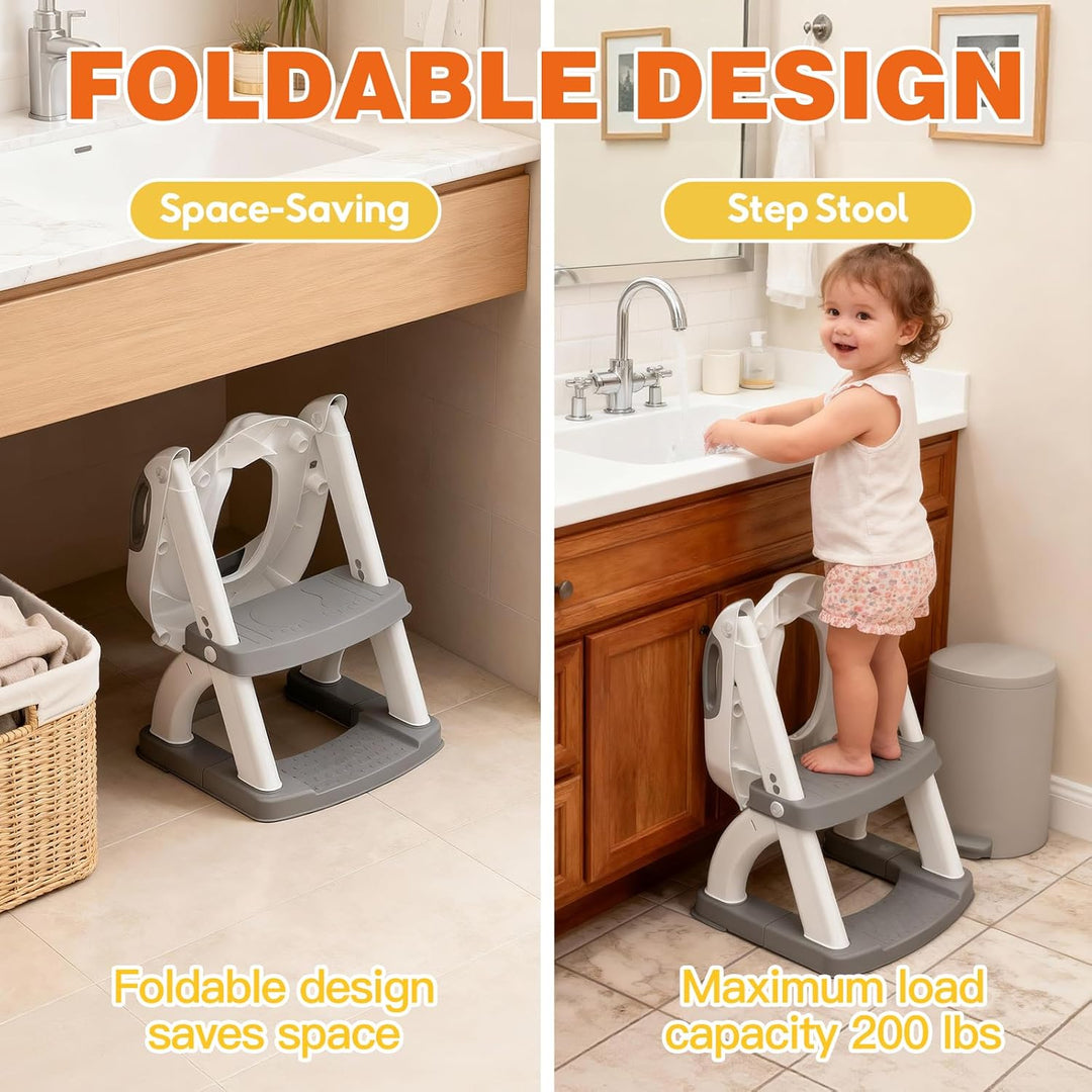 Toilettensitz Kinder mit Treppe, Upgraded WC Aufsatz für Kinder für Jungen und Mädchen, 2-in-1 Toile