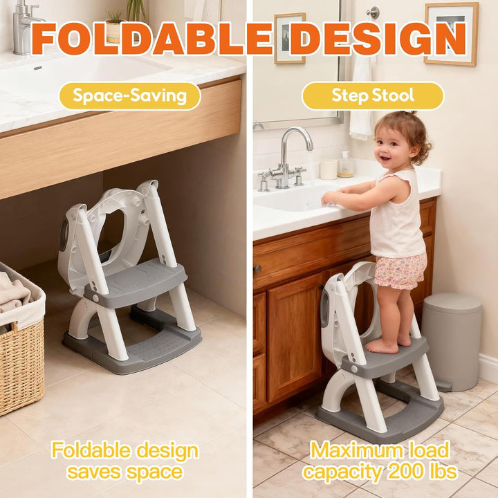Toilettensitz Kinder mit Treppe, Upgraded WC Aufsatz für Kinder für Jungen und Mädchen, 2-in-1 Toile