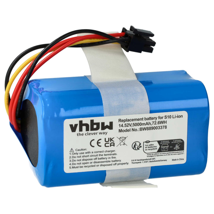 vhbw Akku kompatibel mit 360 S10 | QH100003, X100 Max, X100 Saugroboter (5000 mAh, 14,52 V, Li-Ion)