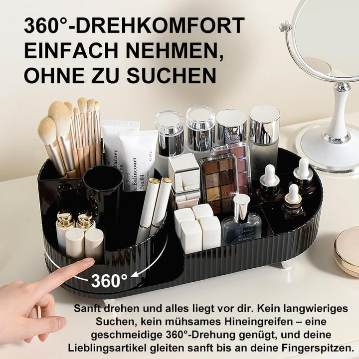 Make up Organizer 360° Drehbar, Grosser Bad Kosmetik Organizer mit Aufbewahrungsbox für Schminktisch