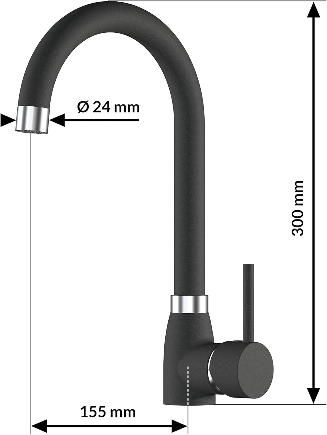 GRANMASTER Ivo Granitspüle 1 Becken mit Armatur und Siphon - Spülbecken Arbeitsplatte Küche Waschbec