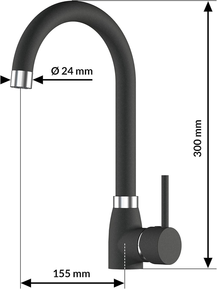 GRANMASTER Ivo Granitspüle 1 Becken mit Armatur und Siphon - Spülbecken Arbeitsplatte Küche Waschbec
