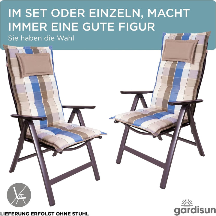 gardisun Gartenstuhlauflagen Hochlehner mit Kopfteil I Extra Dicke Sitzauflagen I Made in Europe I P
