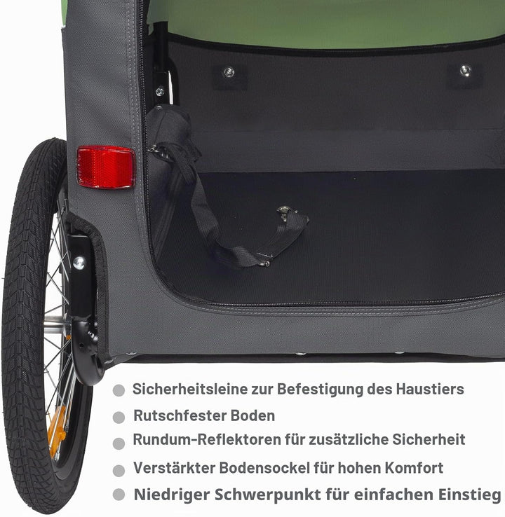 Tiggo VS Pets M Hundeanhänger Fahrradanhänger für Hunde Hundefahrradanhänger 80201 GRÜN, GRÜN