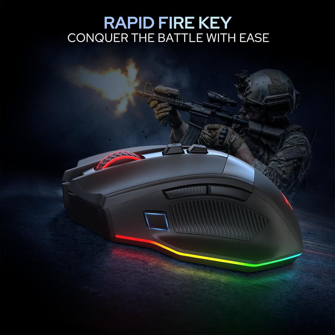 Redragon M923 Kabelgebundene RGB Gaming Maus, Optische Ergonomische Maus mit Max. 24.000 DPI, Hochpr
