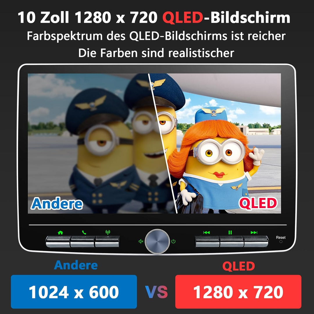 Android 12 Autoradio Wireless CarPlay Android Auto, 10.1 Zoll Bildschirm DAB+ Autoradio 1Din Car Pla