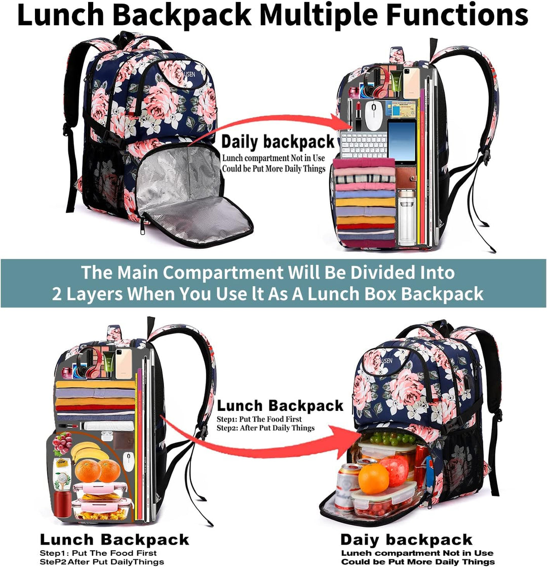 Rucksack Damen gross mit USB-Ladeanschluss & Laptopfach für 17 Zoll Laptop,wasserdicht Arbeitstasche