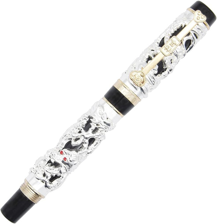 Gullor Edelsten Walze Kugelschreiber Jinhao Silber Drachen-und Ph?nix schwarz Silver and black, Silv