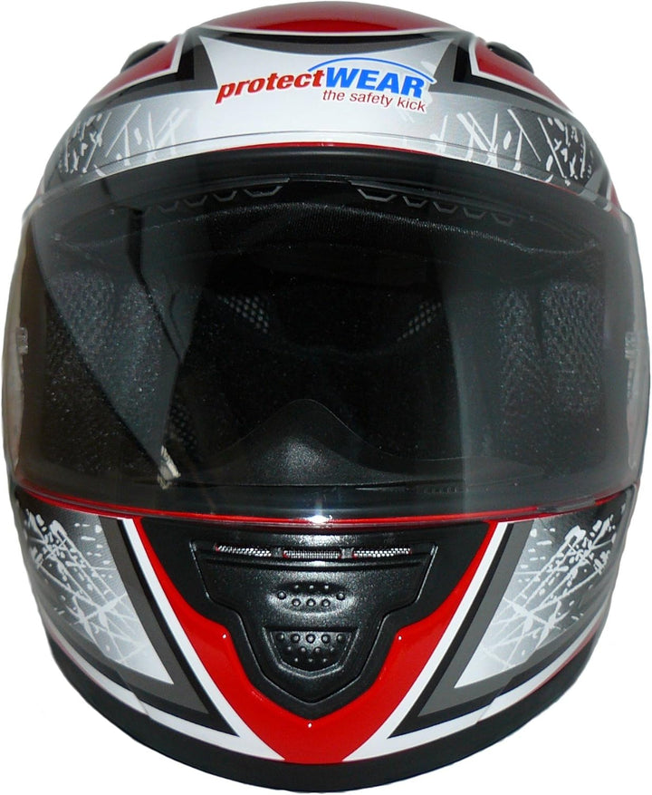 Protectwear SA03-RT-XS Kinder Motorradhelm, Integralhelm, Grösse XS (Youth L), Rot/Silber XS (Youth