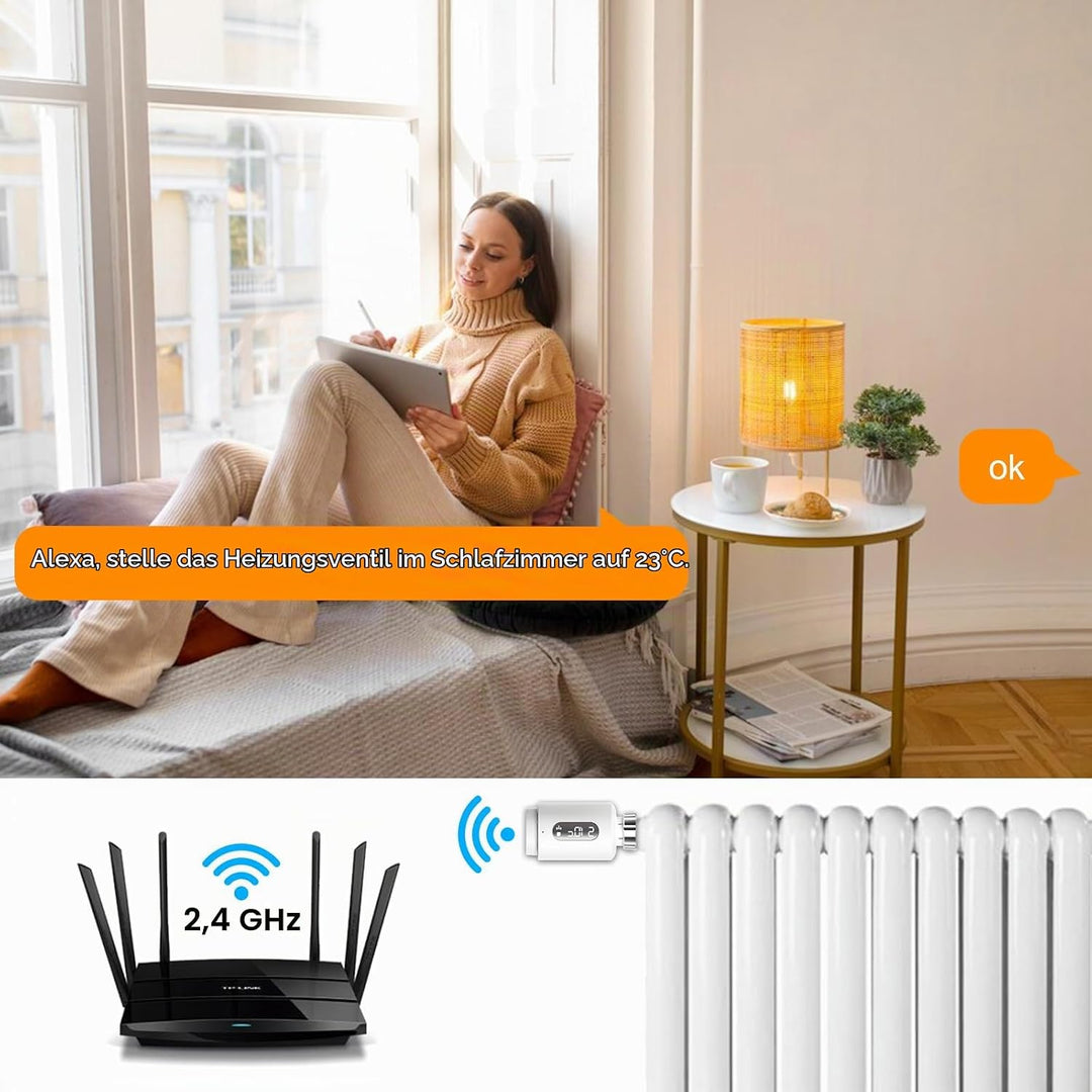 Smart Heizkörperthermostat mit APP WLAN ANTELA Digitales Display zur Kontrolle der Heiztemperatur, K