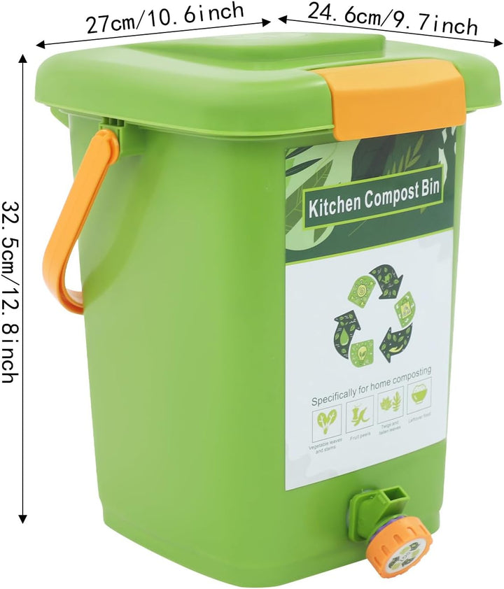 Biomülleimer Küche 10 Liter, Komposteimer mit Deckel, Bio Mülleimer für Gemüsereste, Obstschalen, Sp