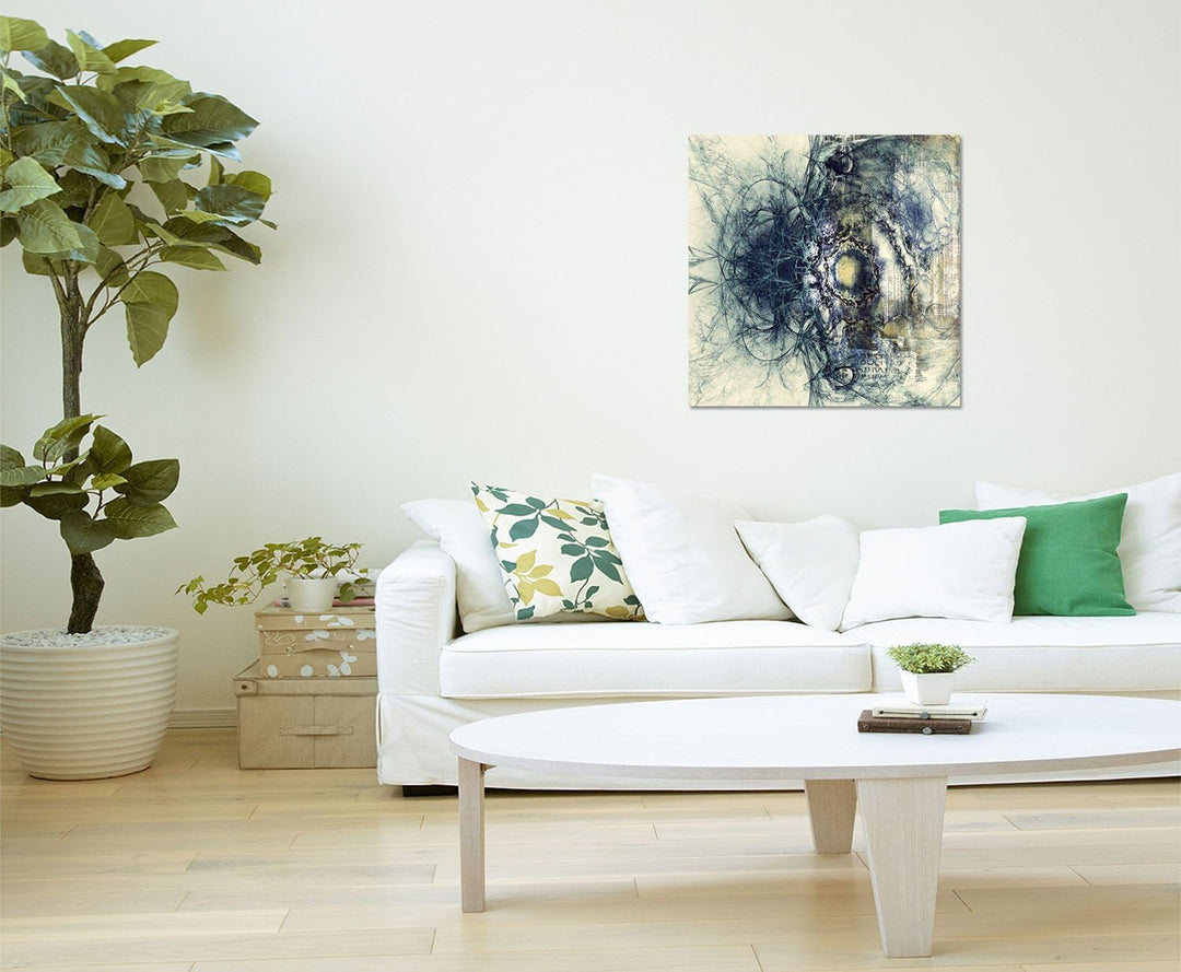 Paul Sinus Art Kunstdruck Abstrakt412_60x60cm Leinwandbild diffus Chaos Wirrwarr XXL fertig auf Keil