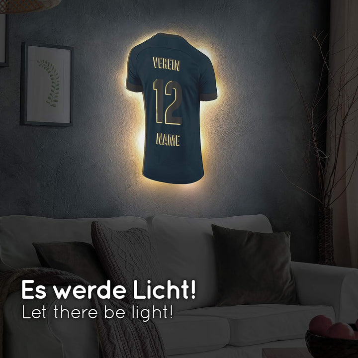 Elbeffekt Trikotlampe für Münchener Fans aus Holz - personalisierbares Geschenk - schenke Dein indiv