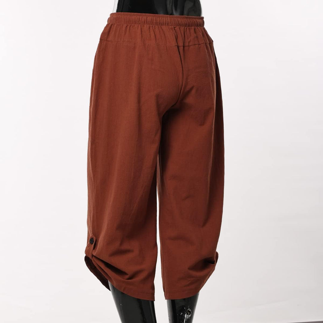 COSDREAMER Herren Mittelalter Hose Wikinger Piraten Kostüm Hose (Small, Braun 3/4) S Braun 3/4, S Br