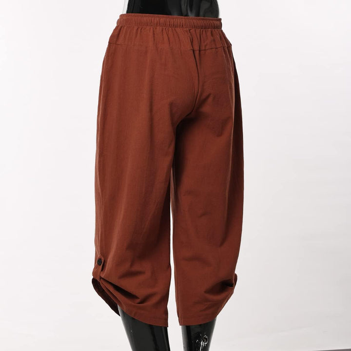 COSDREAMER Herren Mittelalter Hose Wikinger Piraten Kostüm Hose (Small, Braun 3/4) S Braun 3/4, S Br