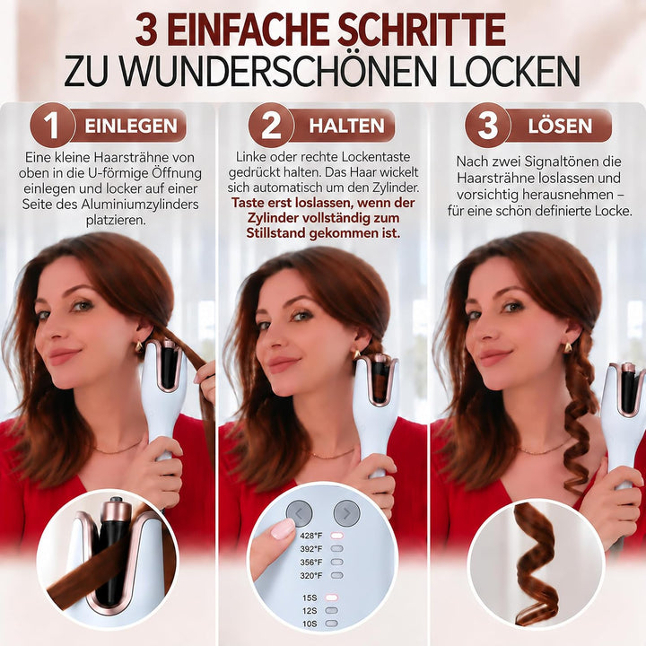 Lockenstab Automatisch,Lockenstab Grosse Locken mit mit 4 Temperatureinstellungen und 3 Heizzeitopti