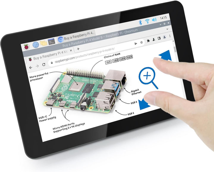 FREENOVE 7 Inch Touch Display for Raspberry Pi 5 4 B 3 B+ A+, 800x480 Pixel IPS Monitor, 5-Point Cap