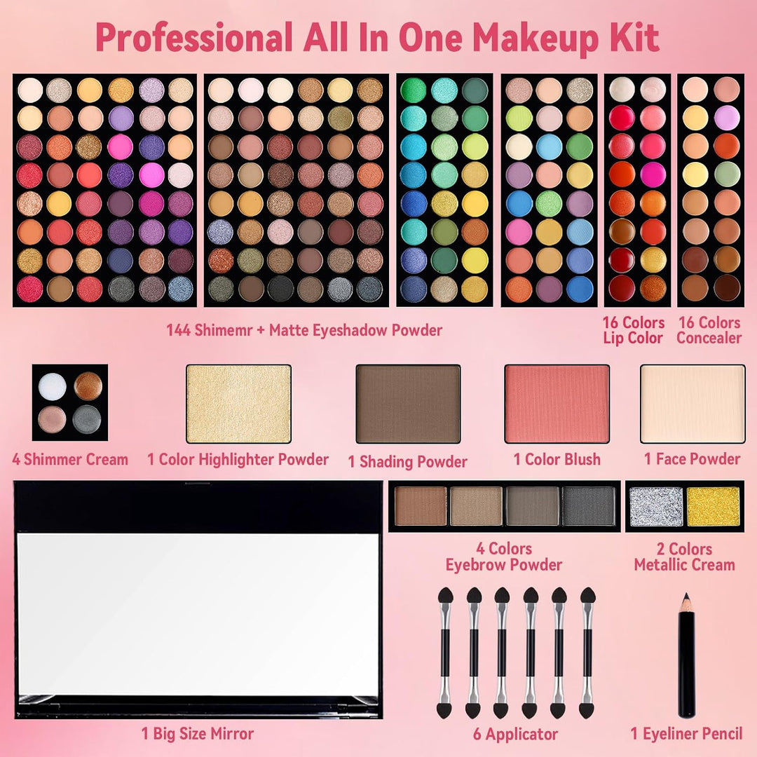 Professional Schminkkoffer Damen Mädchen,Makeup Set 190 Farben(Set B) 02, 02