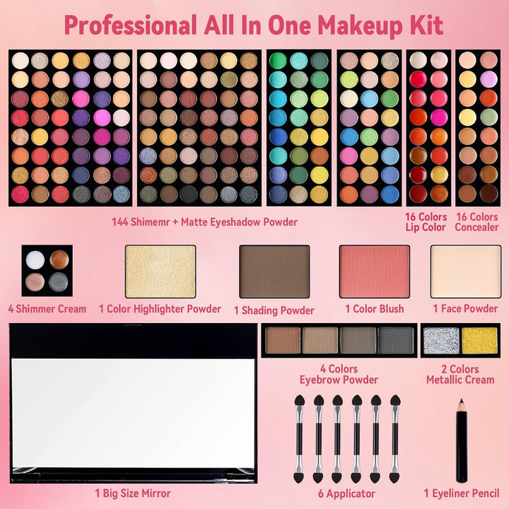Professional Schminkkoffer Damen Mädchen,Makeup Set 190 Farben(Set B) 02, 02