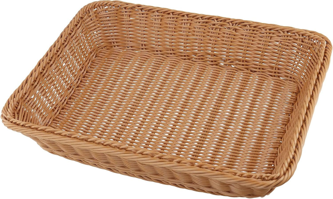 ZOENHOU 2 Stück Brotkorb Gross, 40x30x8 cm rechteckiger geflochtener Brotkorb, Weidenkorb zur Aufbew