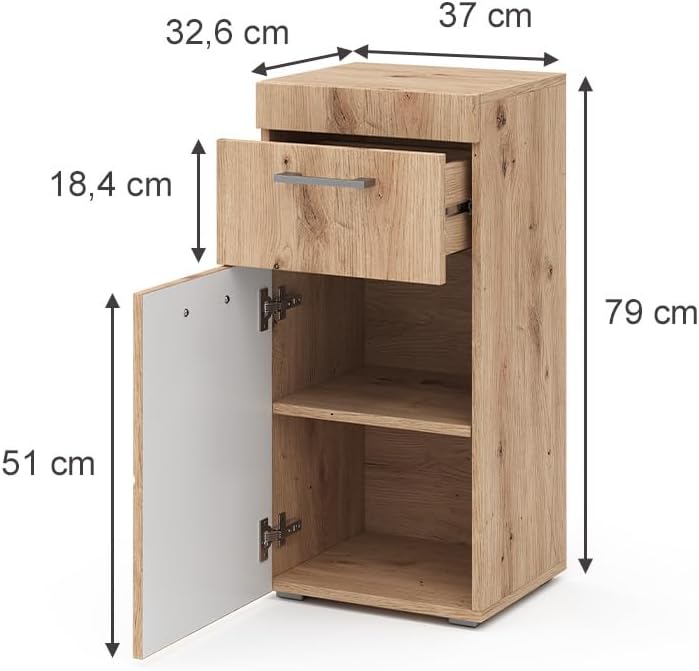 Vicco Midischrank Luna, Eiche, 37 x 79 cm Eiche Midischrank, Eiche Midischrank