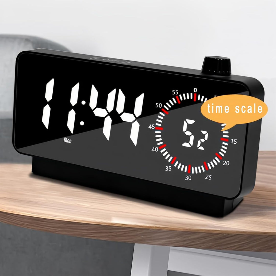 Wecker mit LED Grossdisplay Temperatur Timer Wochentag Sekundenanzeige 3 Helligkeitsstufen Snooze Fu