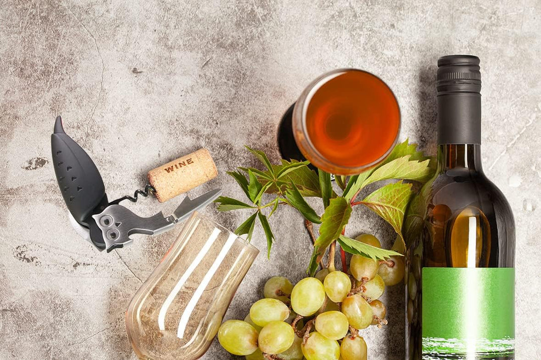 Winkee - Korkenzieher Eule | Stylisches Kellnermesser | Wein-Flaschenöffner mit Folienschneider | Ko