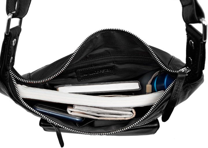Marc Peter Melbourne Damen Schultertasche I Damen handtasche aus Nappaleder I Vintage Umhängetasche