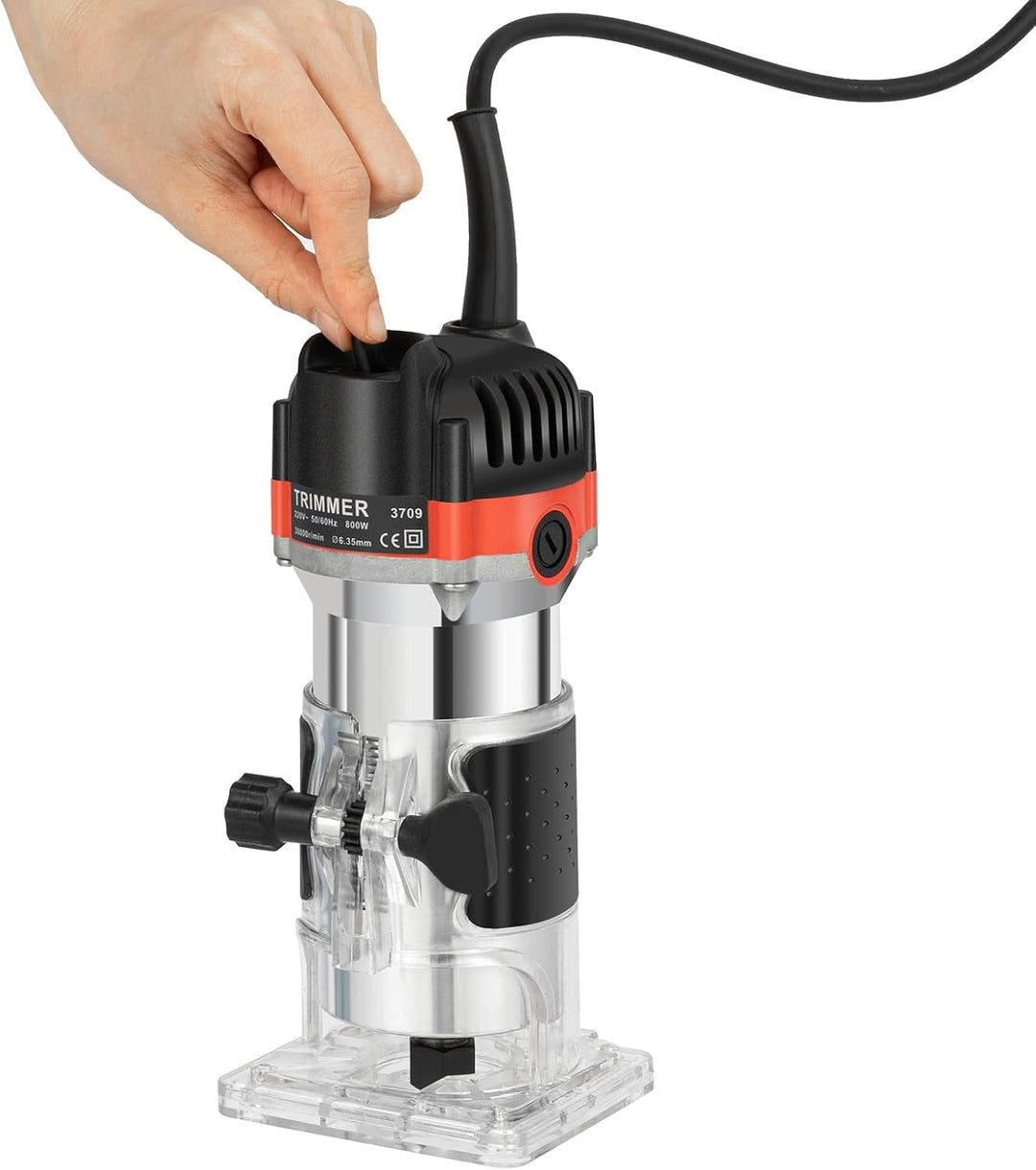 Elektrische Holzfräse Oberfräse 800W, Elektrik Kantenfräse Holz Oberfräse Trimmer Einhandfräse, Hand